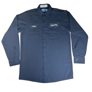 Cintas ComfortFlex Mens Navy Blue‎ Long Sleeve Work Shirt "Manuel" Coastal Wire